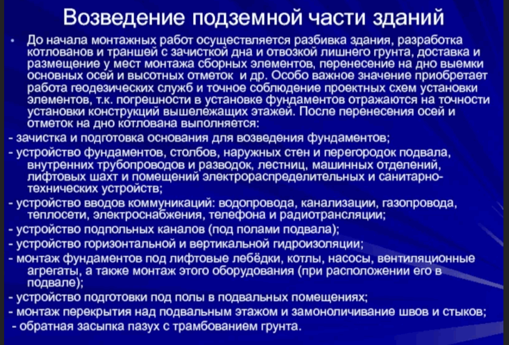 Подземная часть здания